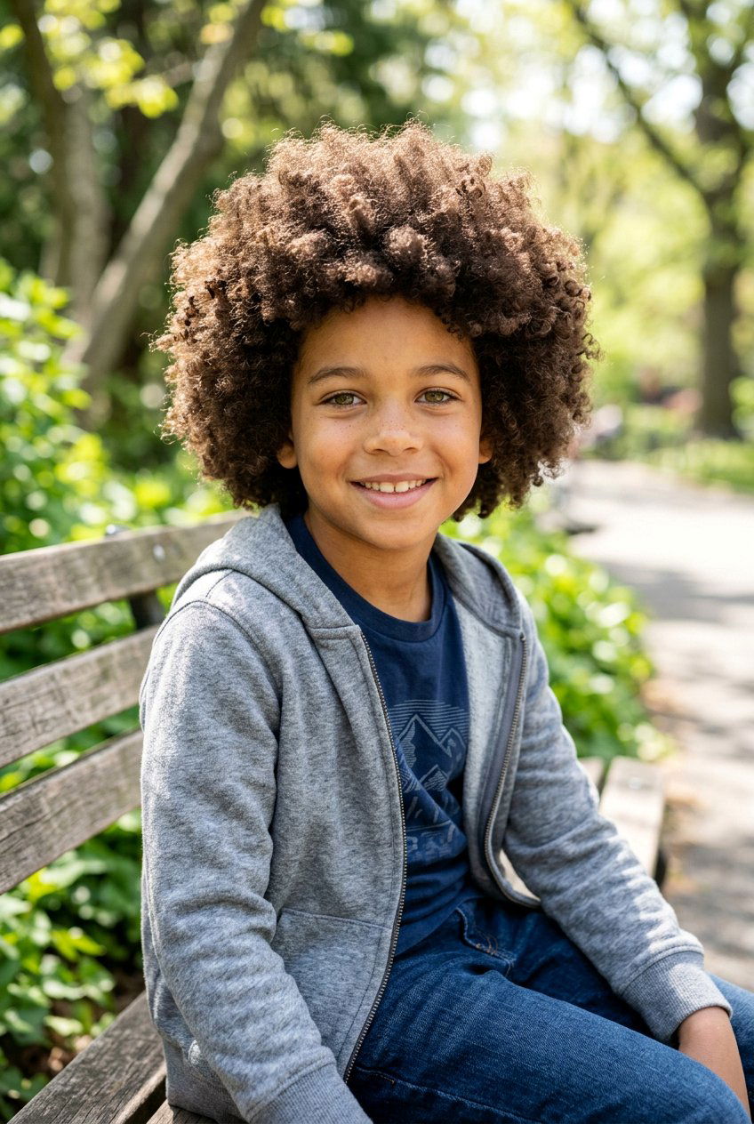Classic Curly Afro for Mixed Boys - 20 mixed boys curly haircuts - 20 mixed boys curly haircuts