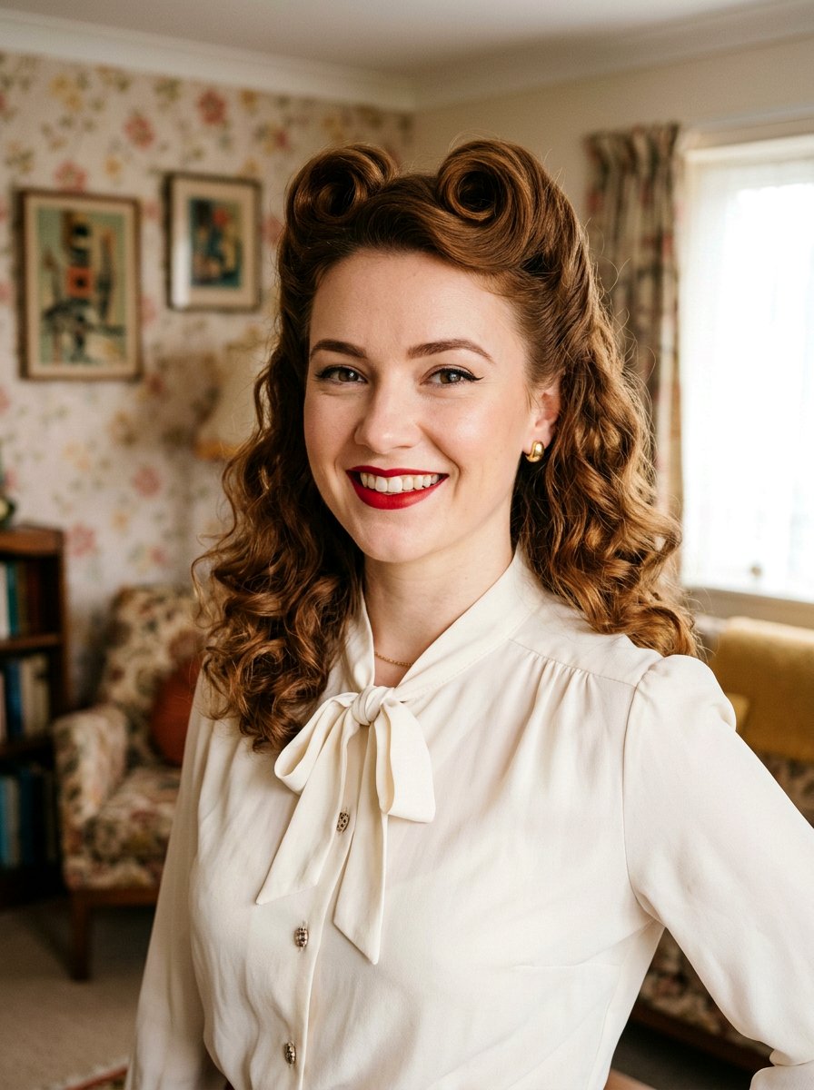 Classic Double Victory Rolls With Loose Curls - 20 vintage victory rolls hairstyle - 20 vintage victory rolls hairstyle