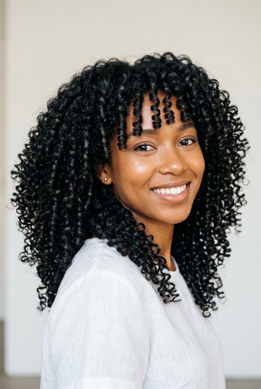 Classic Flexi Rod Set on Natural Hair - 20 flexi rod curls on natural hair - 20 flexi rod curls on natural hair