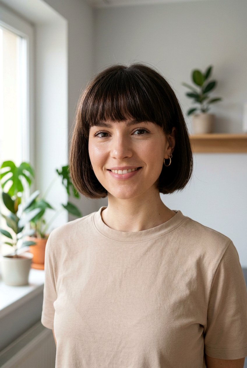 Classic French Bob With Full Fringe - 20 french bob with fringe - 20 french bob with fringe