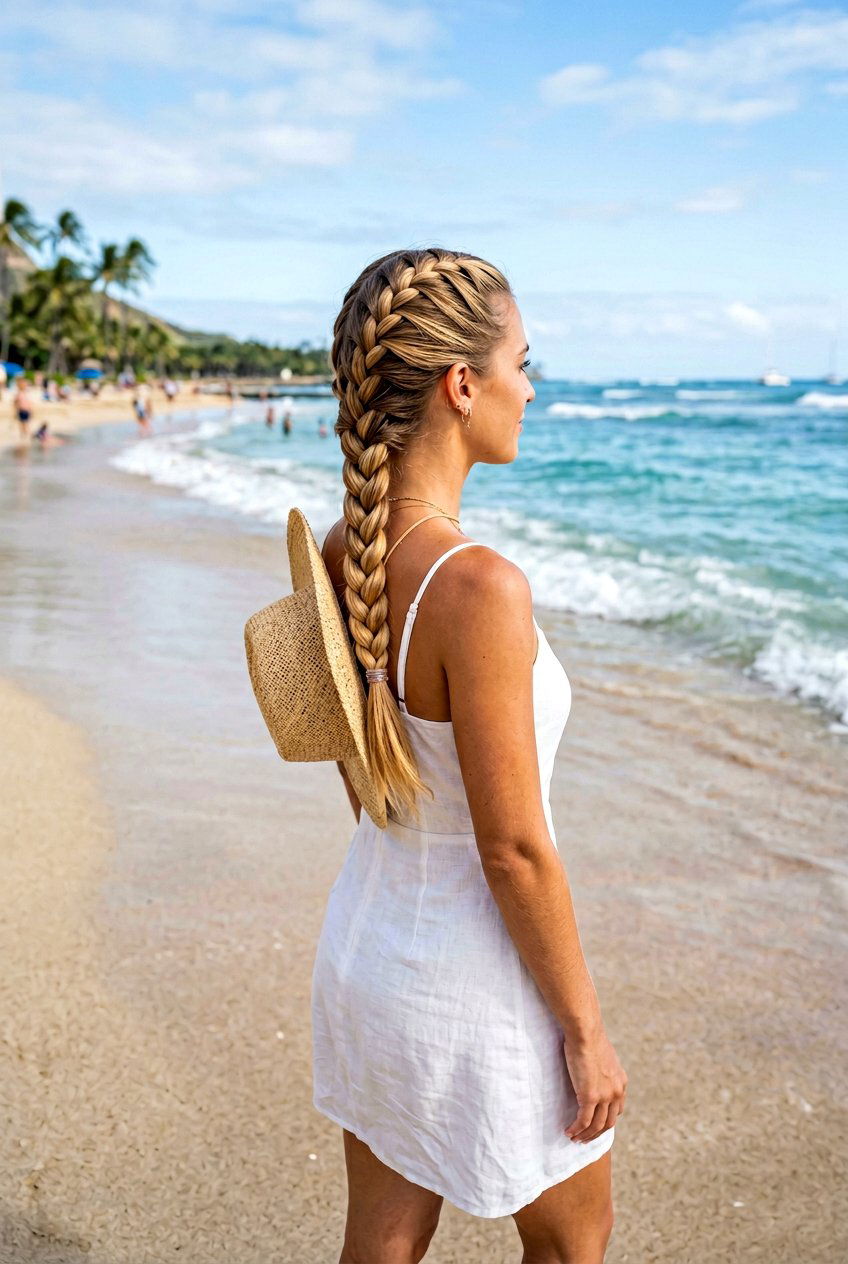 Classic French Braid For Beach Days - 20 beach braid hairstyles for vacation - 20 beach braid hairstyles for vacation