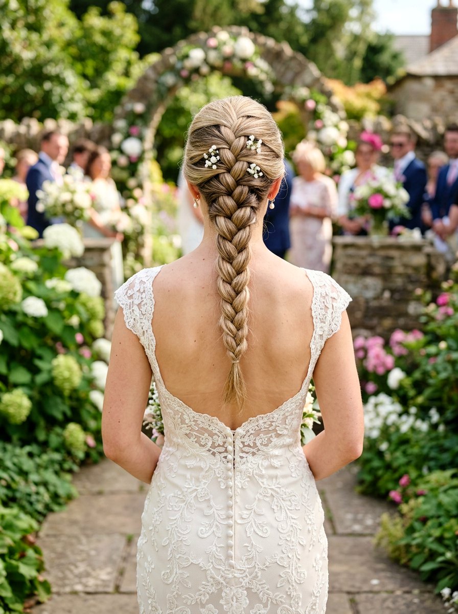 Classic French Braid Wedding Hairstyle - 20 elegant bridal hairstyle for medium hair - 20 elegant bridal hairstyle for medium hair