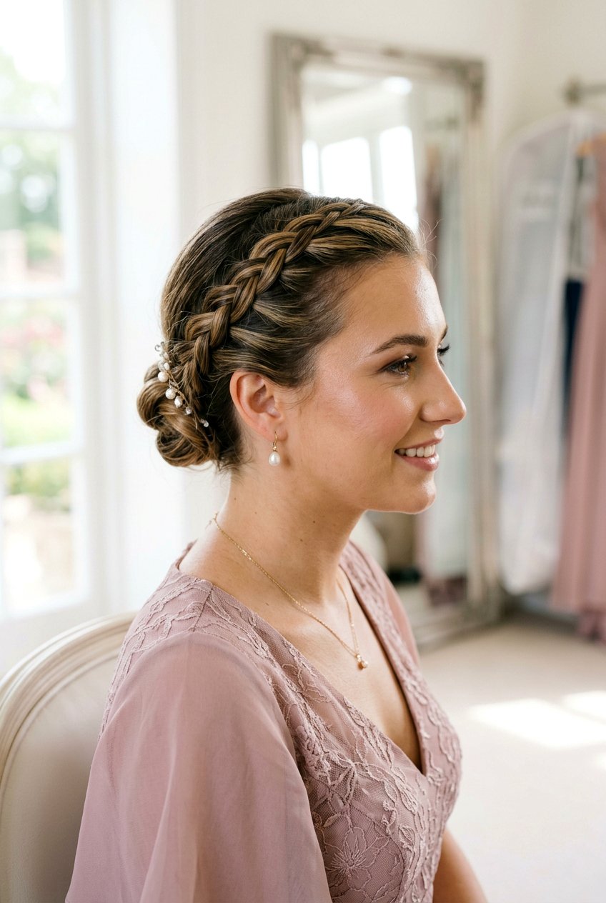 Classic French Braid into Low Bun - 20 wedding guest hairstyles for short hair - 20 wedding guest hairstyles for short hair