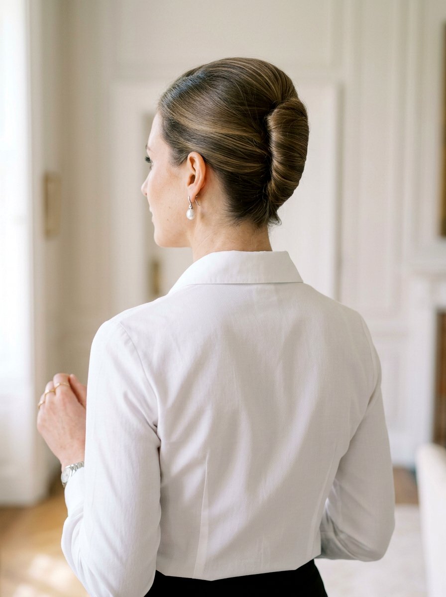 Classic French Twist - 20 interview hairstyle with glasses - 20 interview hairstyle with glasses