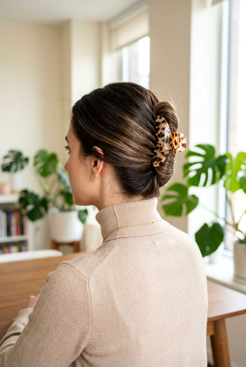 Classic French Twist - 20 easy claw clip twist for school - 20 easy claw clip twist for school