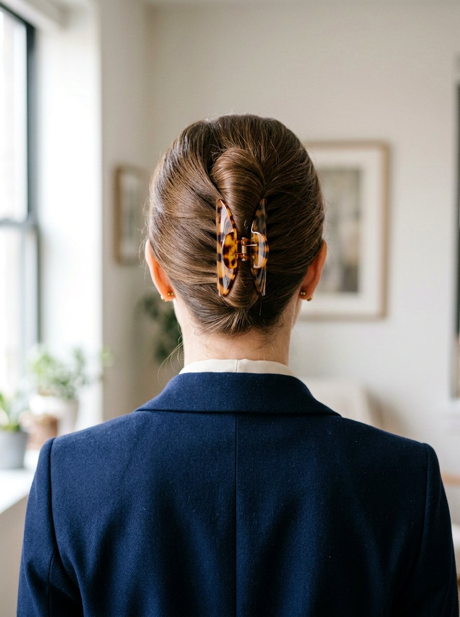 Classic French Twist Claw Clip - 20 office hairstyle with claw clip twist - 20 office hairstyle with claw clip twist