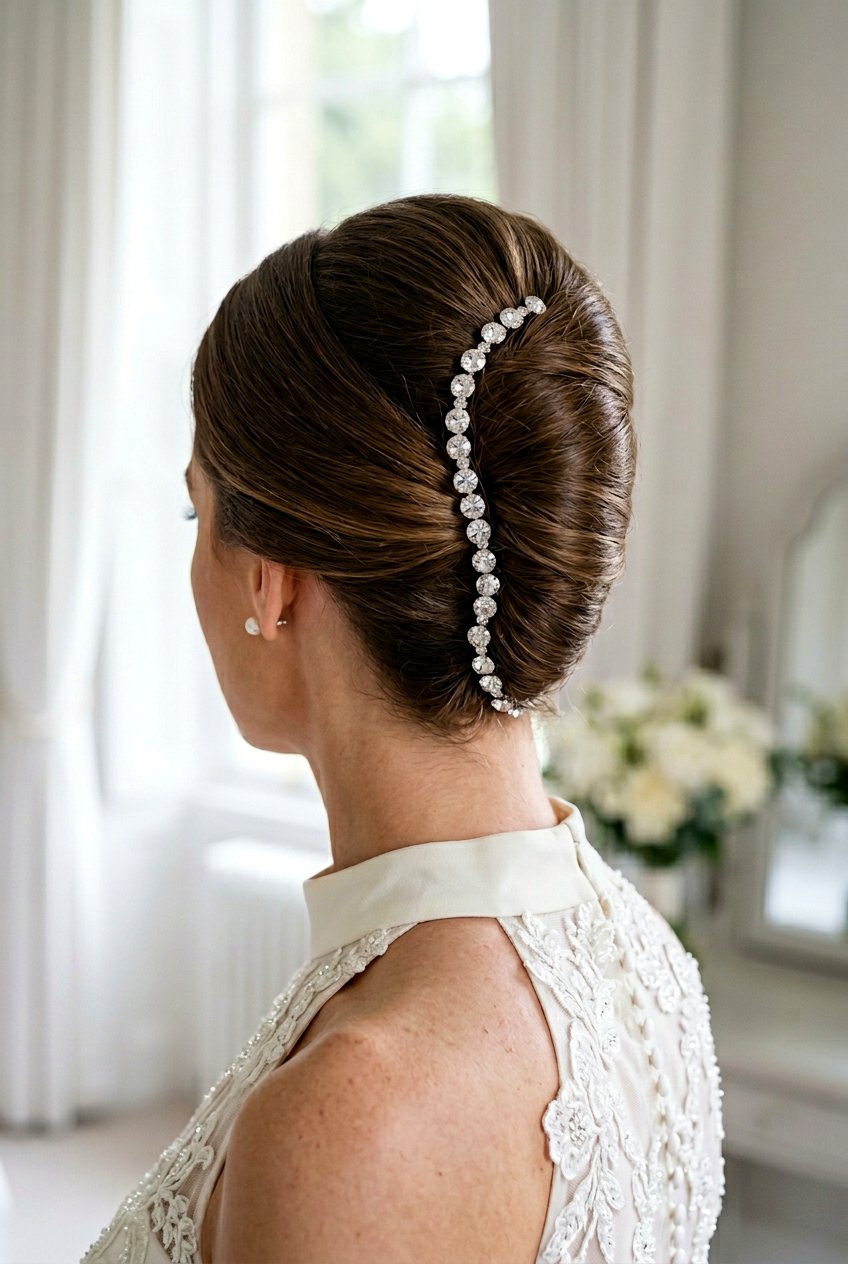 Classic French Twist With Crystal Hairpins - 20 crystal hairpin bridal hairstyle - 20 crystal hairpin bridal hairstyle