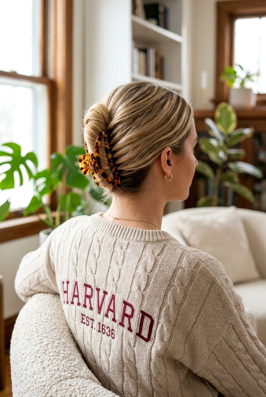 Classic French Twist - 20 dorm friendly claw clip hairstyle - 20 dorm friendly claw clip hairstyle