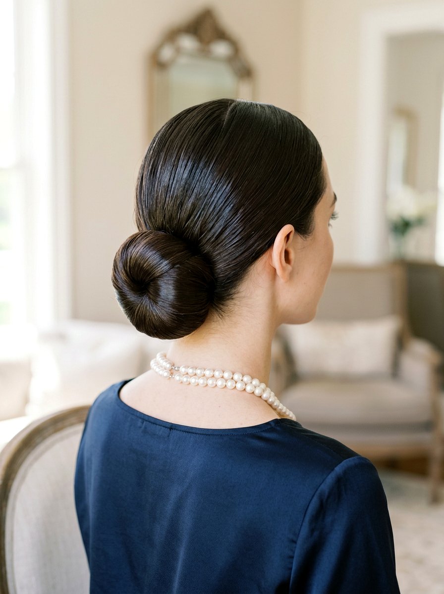 20 Elegant Glossy Low Bun With Middle Part Styles to Try