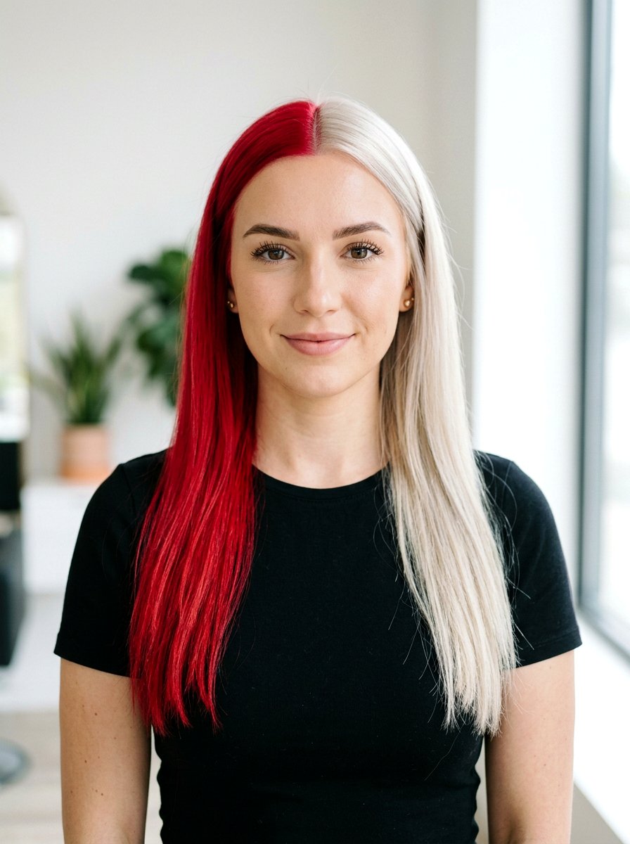 Classic Half Red Half Blonde Split Dye - 20 red and blonde split dye hair - 20 red and blonde split dye hair