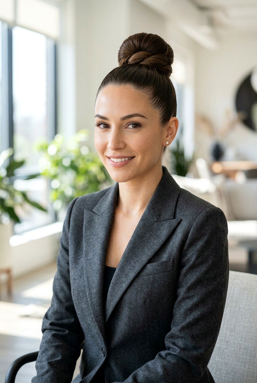 Classic High Bun For Office - 20 professional hairstyles for women - 20 professional hairstyles for women