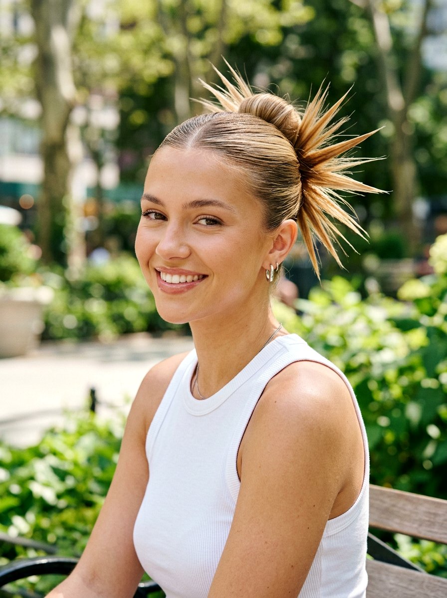 Classic High Y2K Spiky Bun - 20 y2k spiky bun hairstyle - 20 y2k spiky bun hairstyle