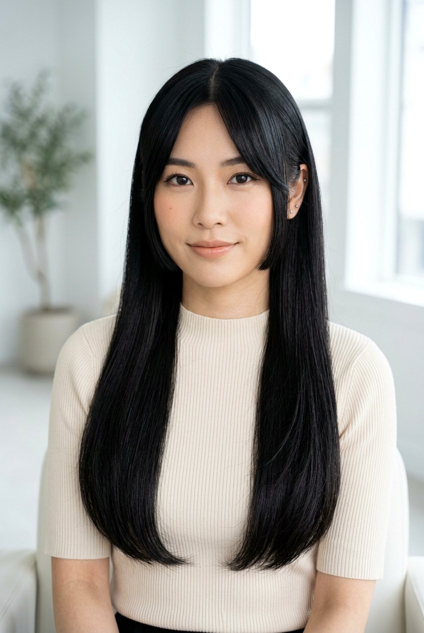 Classic Hime Cut With Long Curtain Bangs - 20 hime cut with curtain bangs - 20 hime cut with curtain bangs