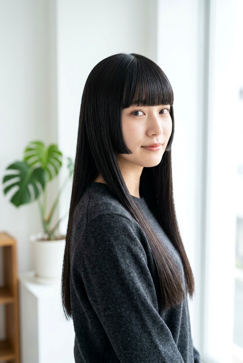 Classic Hime Cut With Long Length - 20 hime cut with long hair - 20 hime cut with long hair