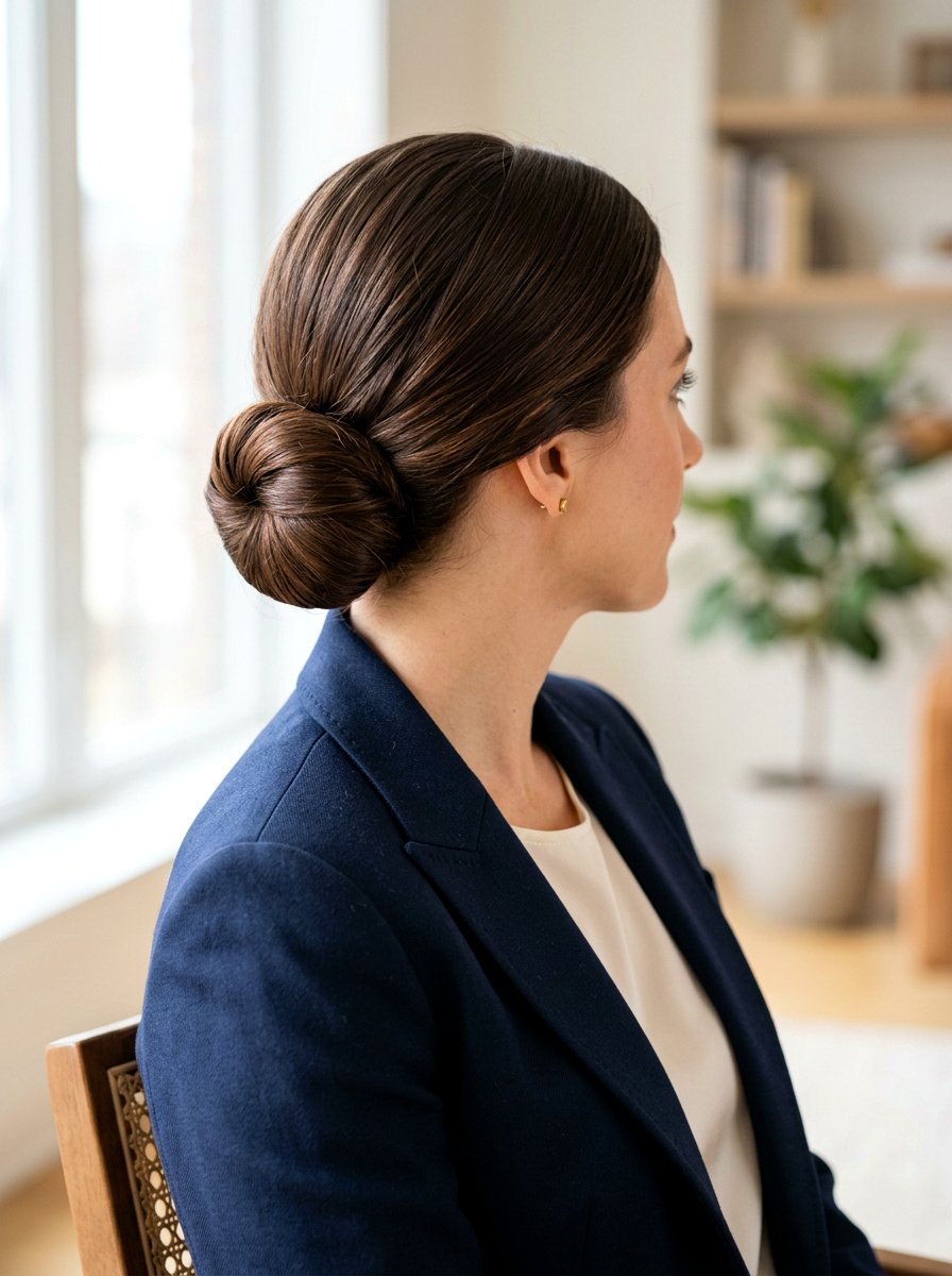 Classic Low Bun For Medium Hair - 20 quick office hairstyle for medium hair - 20 quick office hairstyle for medium hair