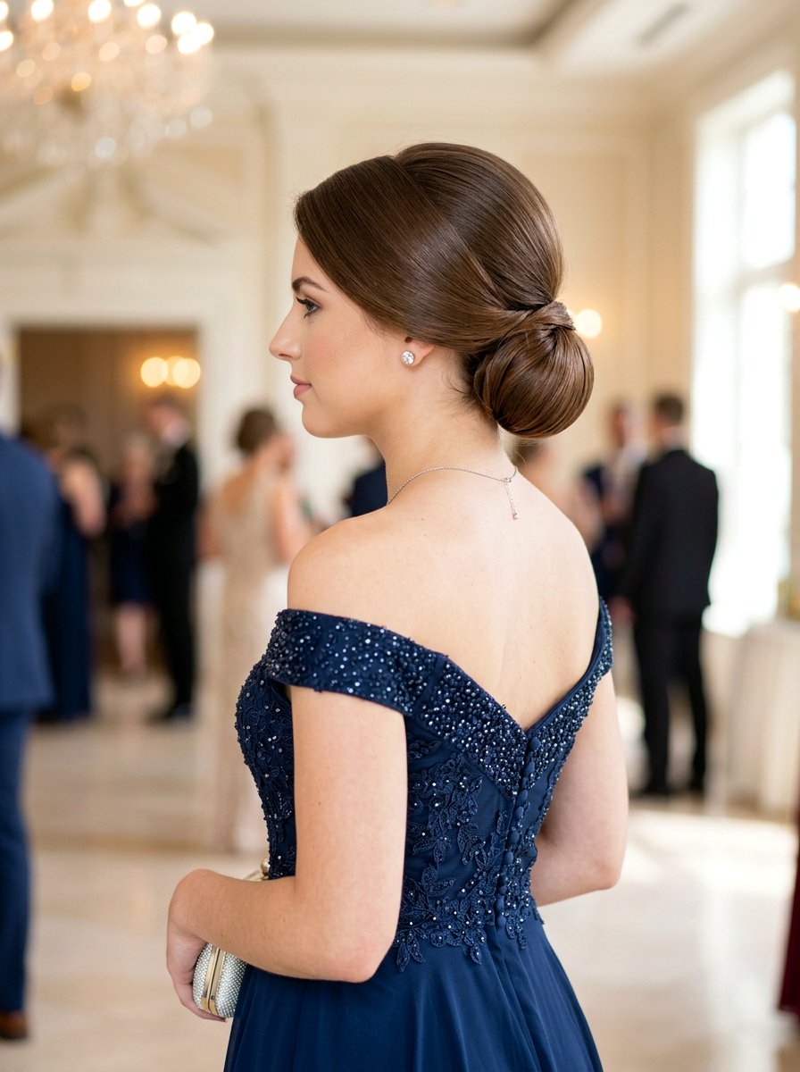 Classic Low Chignon For Medium Hair - 20 prom low bun for medium hair - 20 prom low bun for medium hair