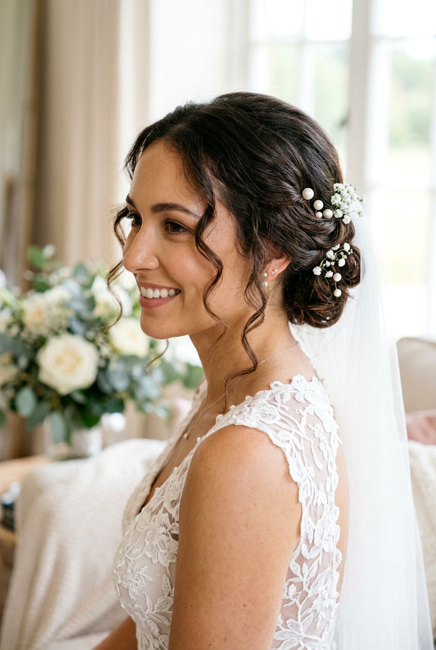 Classic Low Chignon With Face Framing Curls - 20 bridal bun with curls in front - 20 bridal bun with curls in front