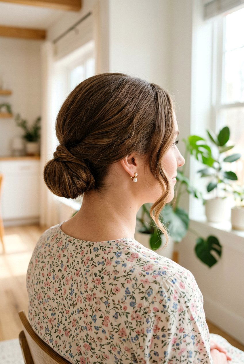 Classic Low Chignon for Family Portraits - 20 family portrait hairstyles for women - 20 family portrait hairstyles for women