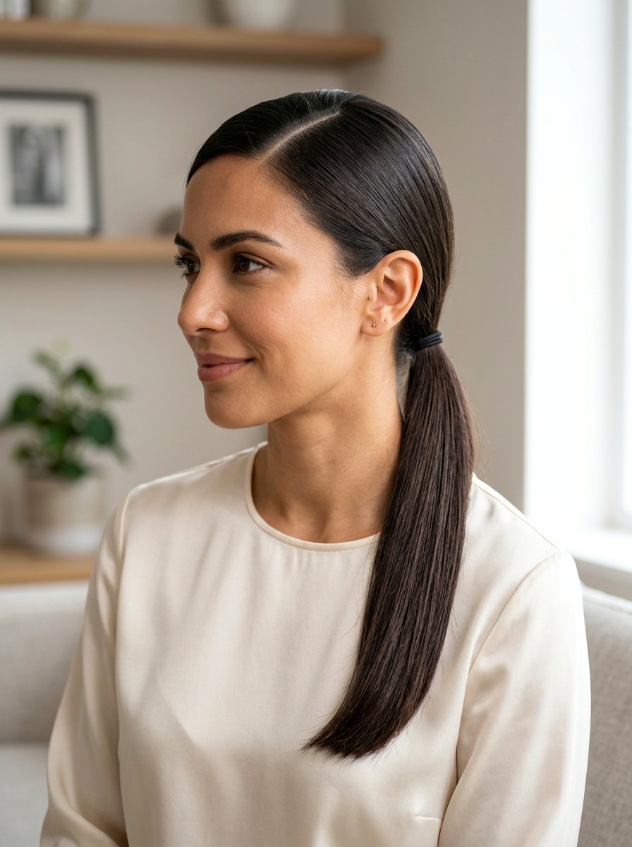 20 Professional Sleek Office Ponytail with Side Part Ideas