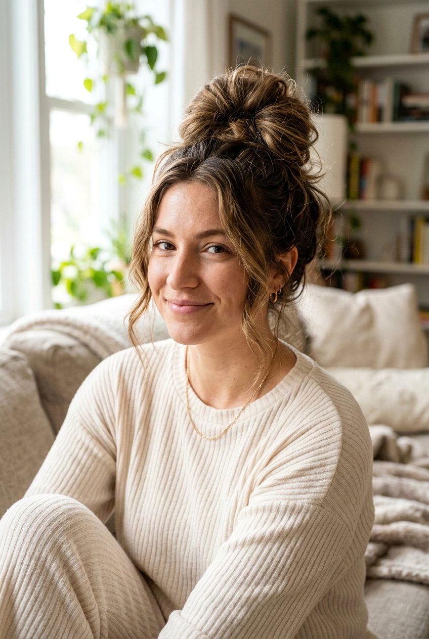 Classic Messy Bun For Long Hair - 20 lazy girl hairstyles for long hair - 20 lazy girl hairstyles for long hair