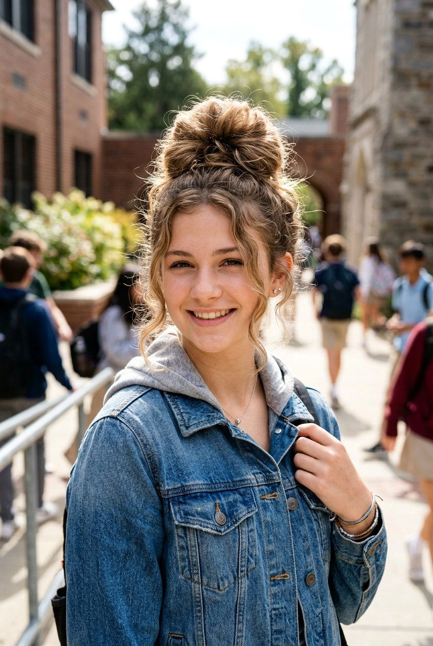 Classic Messy Bun - 20 quick bun for school girls - 20 quick bun for school girls