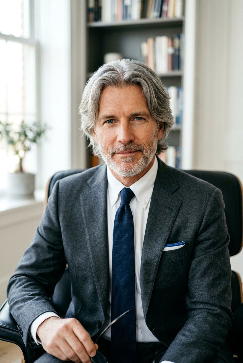 Classic Middle Part Gray Curtains - 20 gray curtain haircut men - 20 gray curtain haircut men