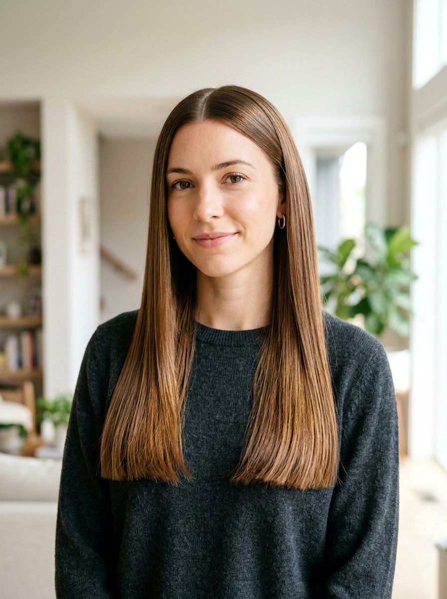 Classic Pin Straight Haircut With Center Part - 20 pin straight haircut with center part - 20 pin straight haircut with center part