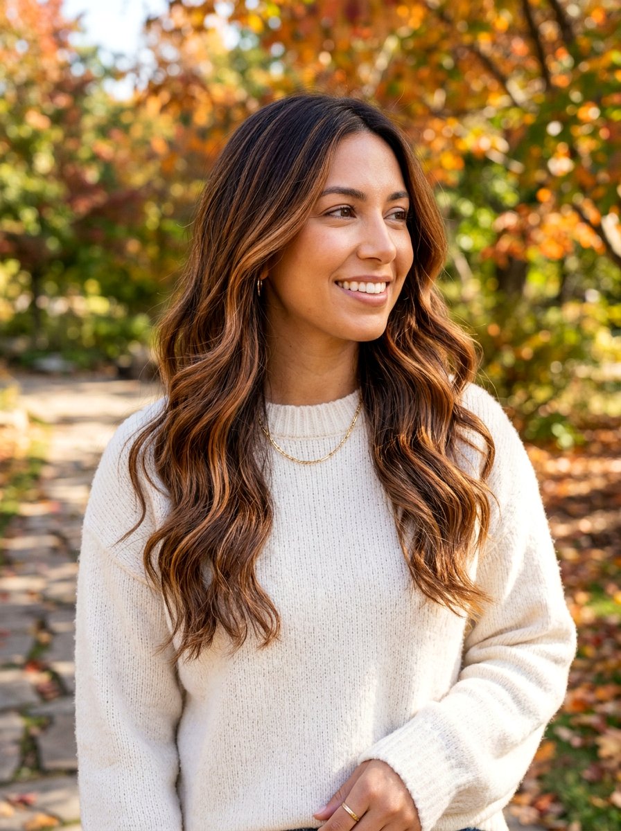 Classic Pumpkin Spice Balayage On Brown Hair - 20 pumpkin spice balayage - 20 pumpkin spice balayage