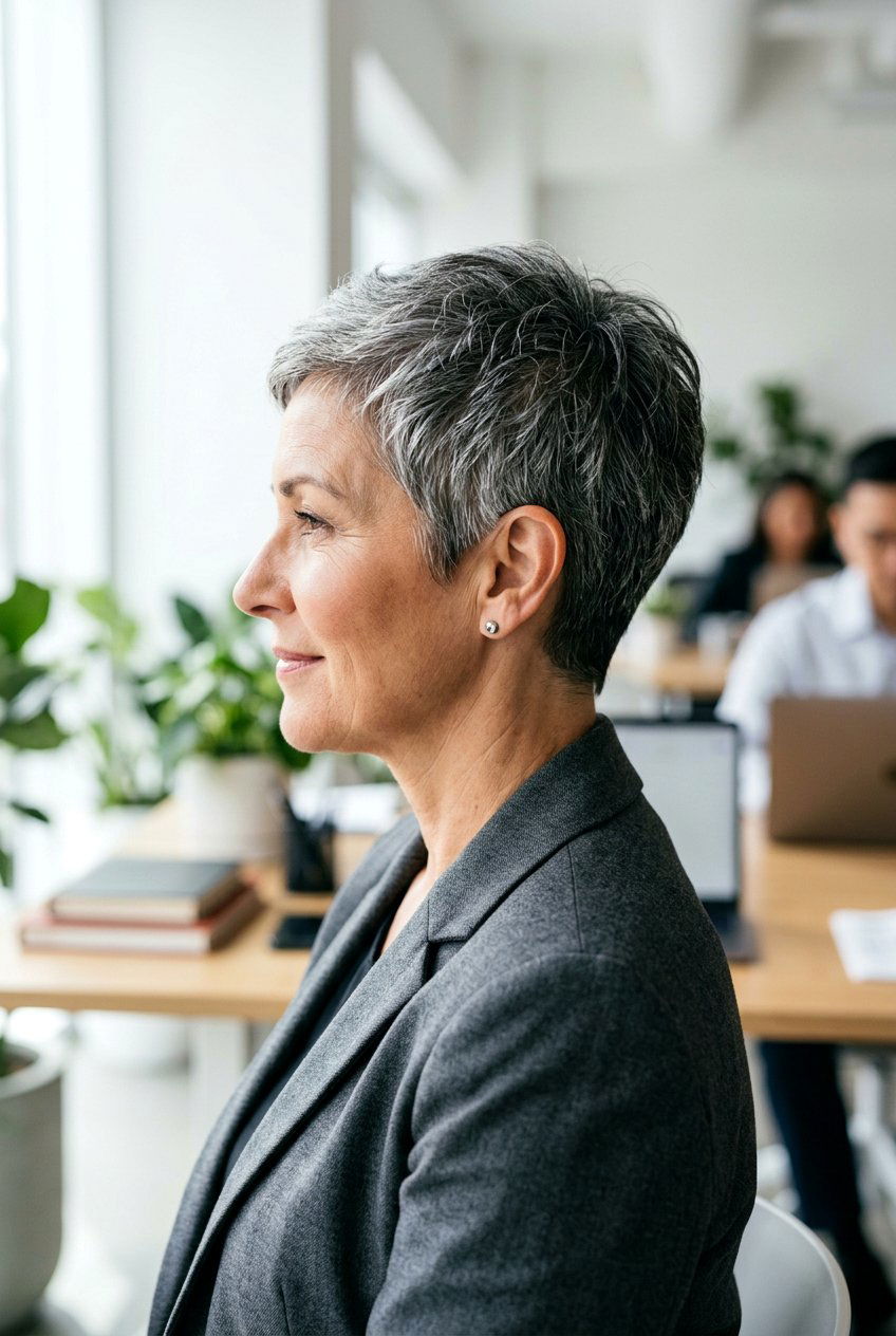 Classic Salt and Pepper Pixie - 20 classic pixie for mature women - 20 classic pixie for mature women