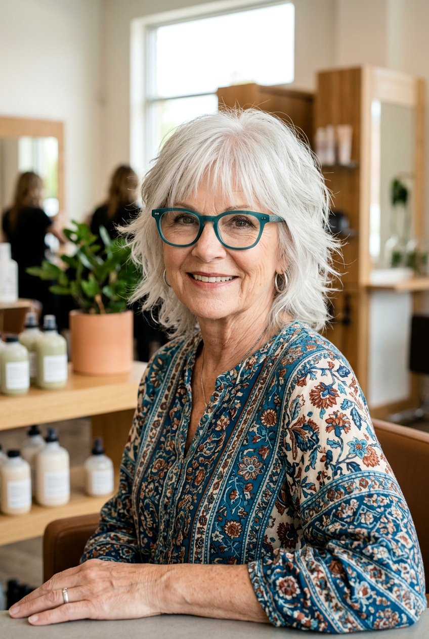 Classic Shag With Fringe - 20 layered haircut for women over 70 with glasses - 20 layered haircut for women over 70 with glasses