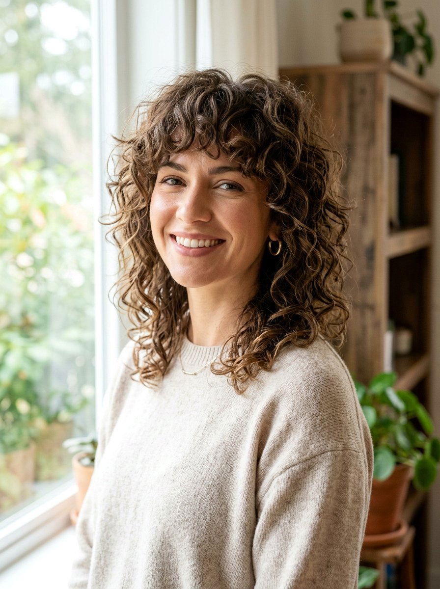 Classic Shoulder Length Curly Shag Haircut - 20 shoulder length curly shag haircut - 20 shoulder length curly shag haircut