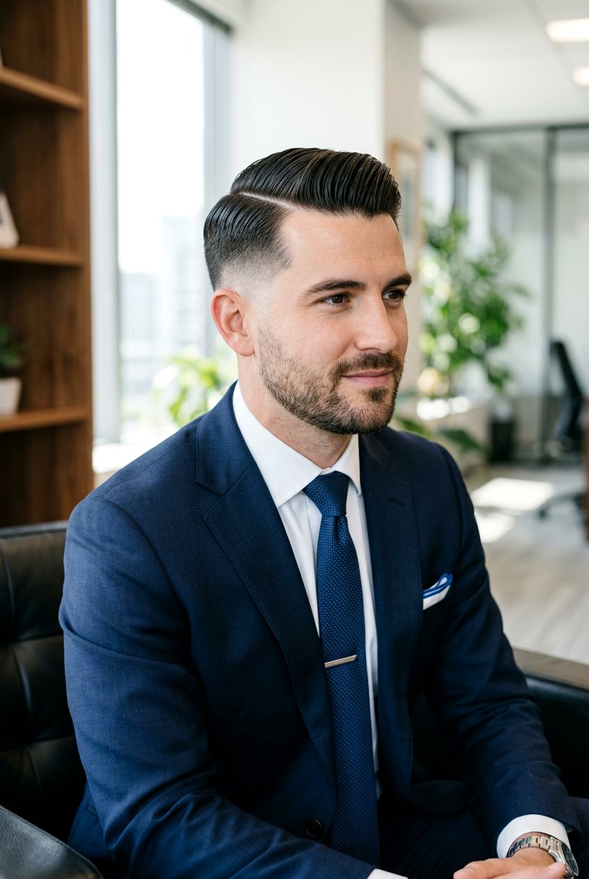 Classic Side Part Fade - 20 men polished side part haircut - 20 men polished side part haircut