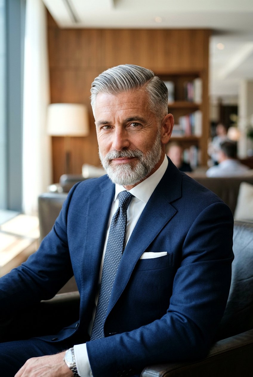 Classic Side Part Gray Haircut - 20 men gray hairstyle for older professionals - 20 men gray hairstyle for older professionals