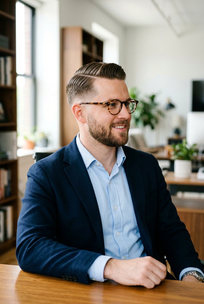 Classic Side Part Haircut - 20 men haircut with glasses mature style - 20 men haircut with glasses mature style