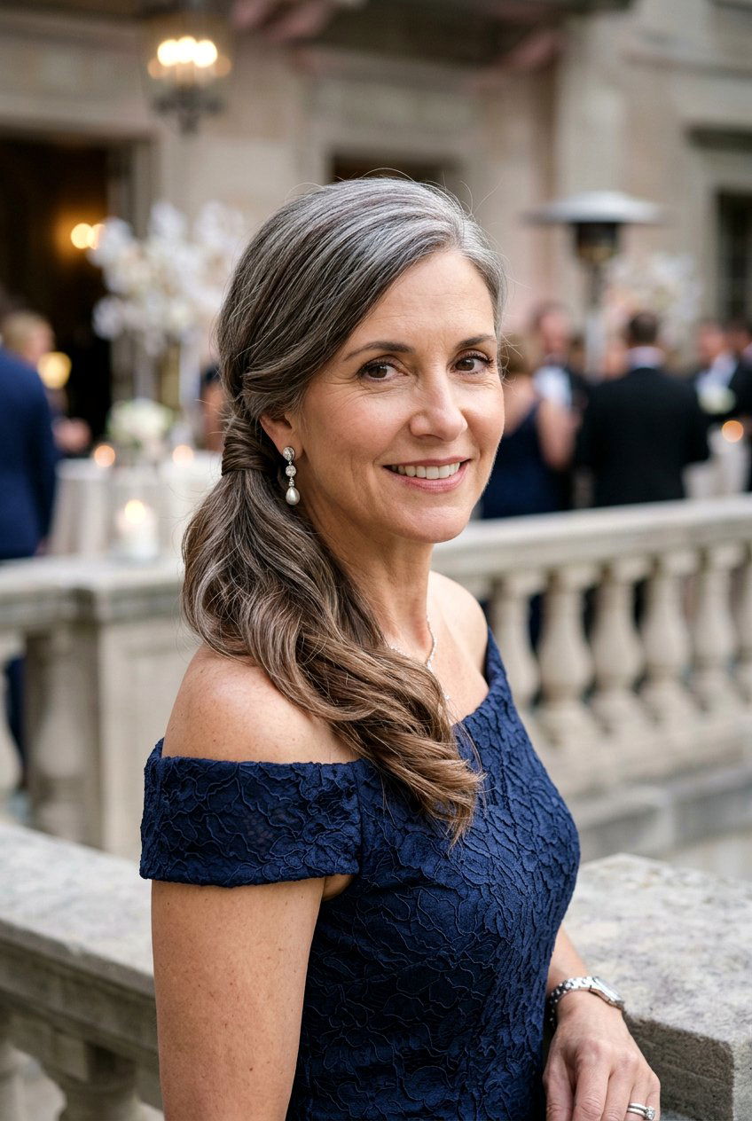 Classic Side Swept Ponytail - 20 formal hairstyles for mature women - 20 formal hairstyles for mature women