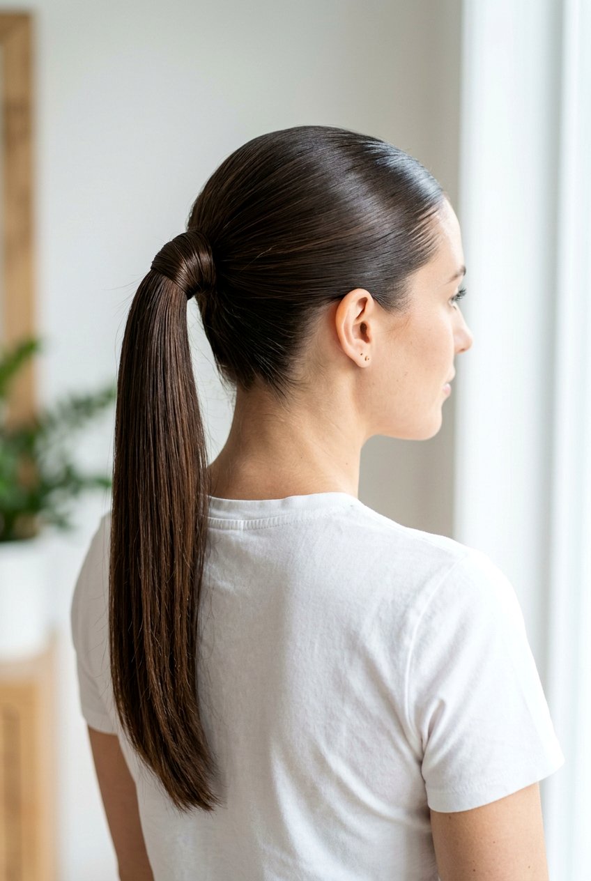 Classic Sleek Ponytail - 20 easy hairstyles for mornings - 20 easy hairstyles for mornings