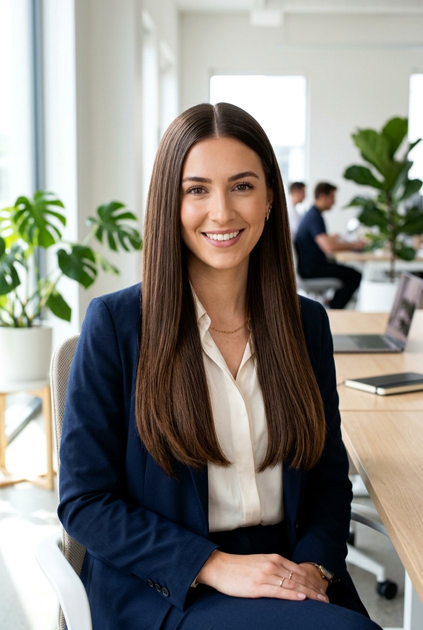 Classic Straight Hair With Middle Part - 20 internship hairstyles for women - 20 internship hairstyles for women