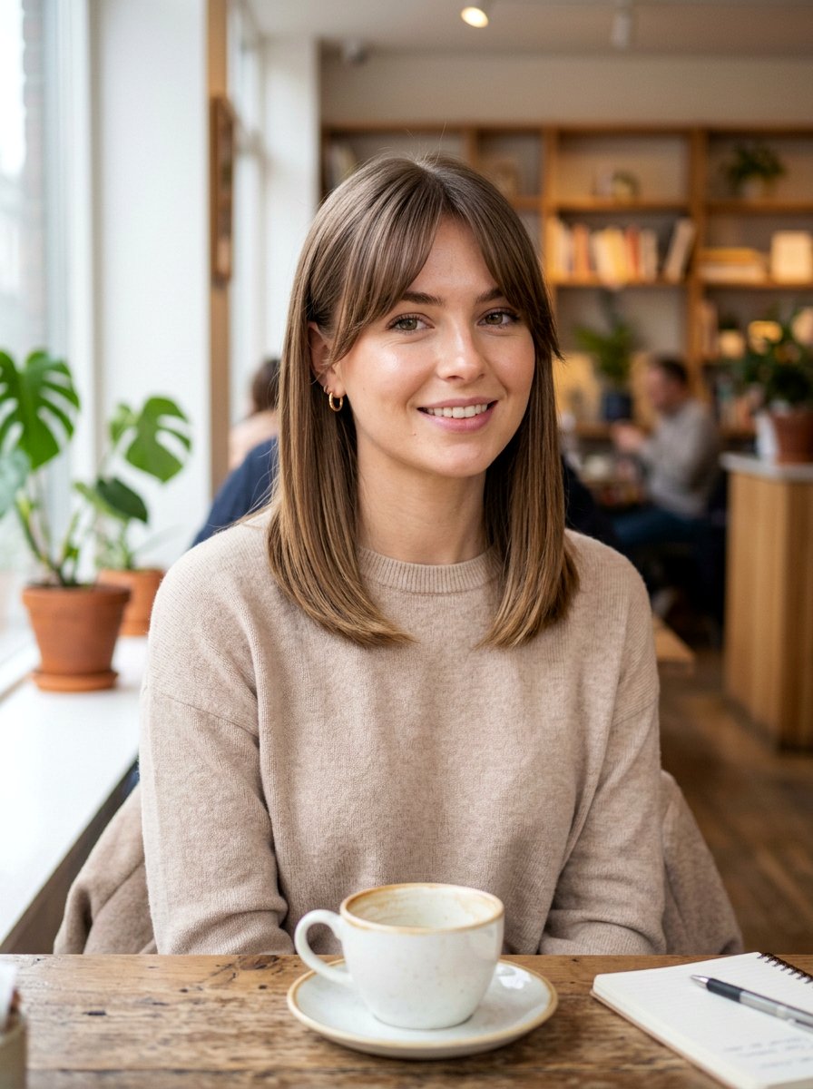 Classic Straight Lob With Curtain Bangs - 20 straight lob with curtain bangs - 20 straight lob with curtain bangs