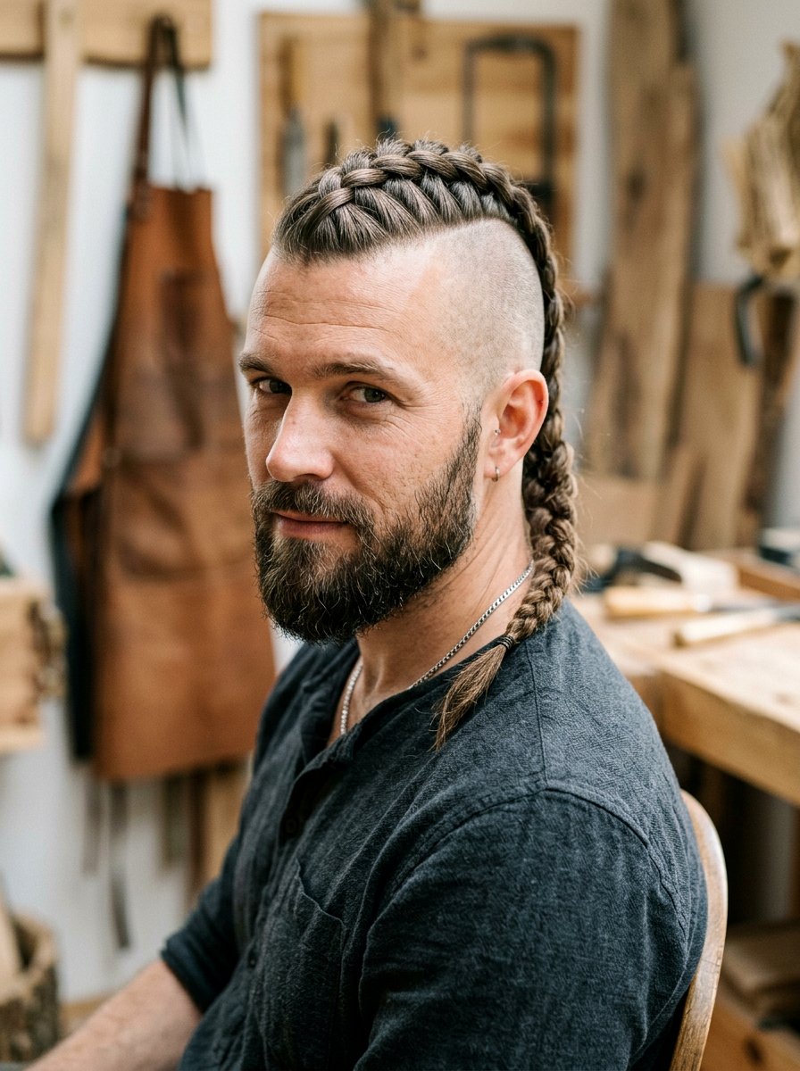 Classic Viking Mohawk Braid - 20 viking braid hairstyles for men - 20 viking braid hairstyles for men