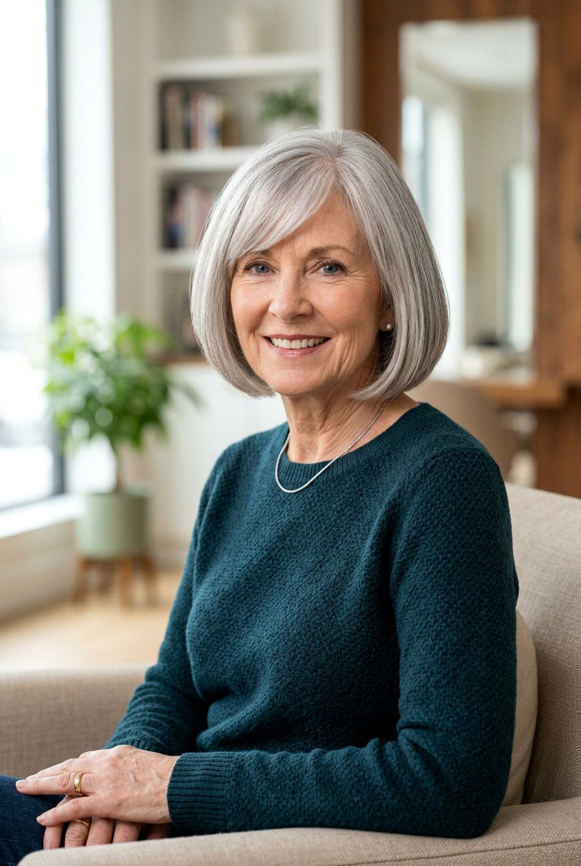 Classic bob with side bangs - 20 medium hairstyles for women over 60 - 20 medium hairstyles for women over 60