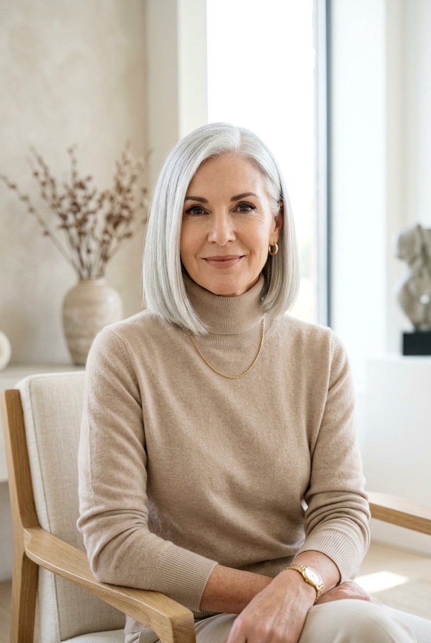 Classic silver bob - 20 gray transition bob hairstyle - 20 gray transition bob hairstyle