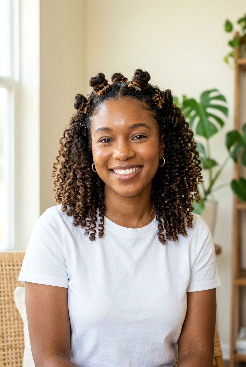 Claw Clip Bantu Curls - 20 dorm room heatless curls - 20 dorm room heatless curls