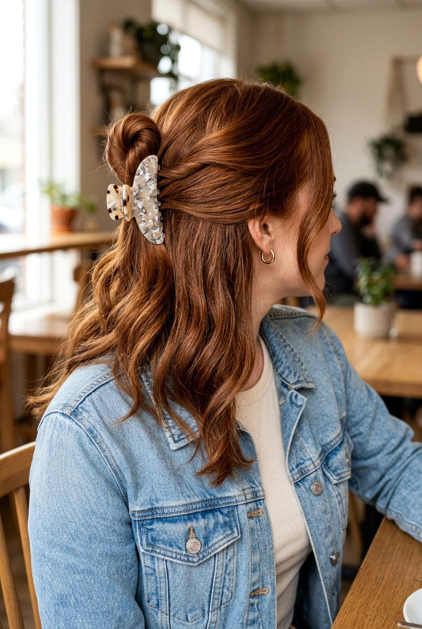 Claw Clip Barrette Half Up - 20 barrette half up hairstyle - 20 barrette half up hairstyle