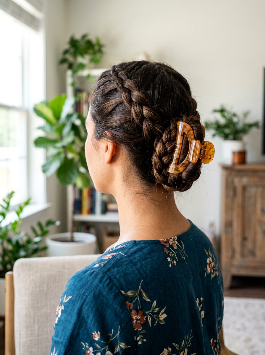 Claw Clip Braided Updo - 20 travel friendly claw clip hairstyle - 20 travel friendly claw clip hairstyle