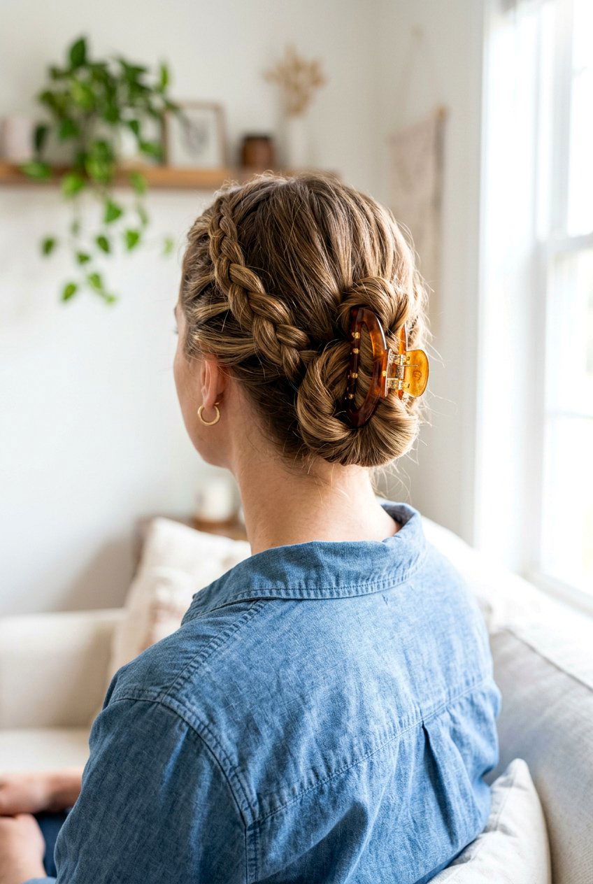 Claw Clip Braided Updo - 20 campus claw clip hairstyle - 20 campus claw clip hairstyle