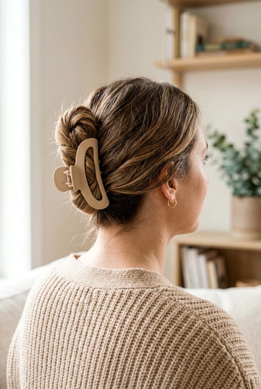 Claw Clip Bun - 20 simple college hairstyle for girls - 20 simple college hairstyle for girls