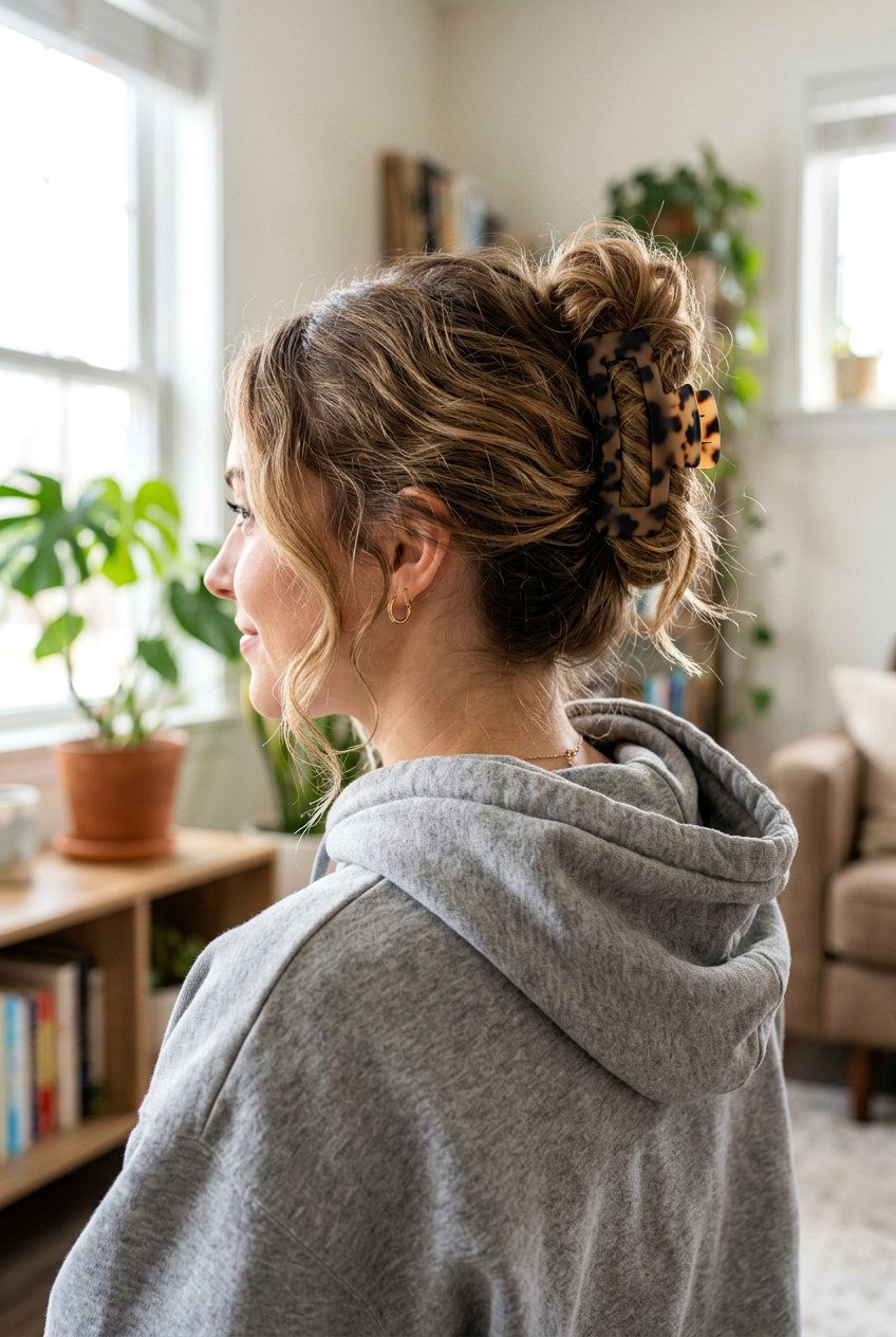 Claw Clip Bun - 20 easy library hairstyle for college girls - 20 easy library hairstyle for college girls