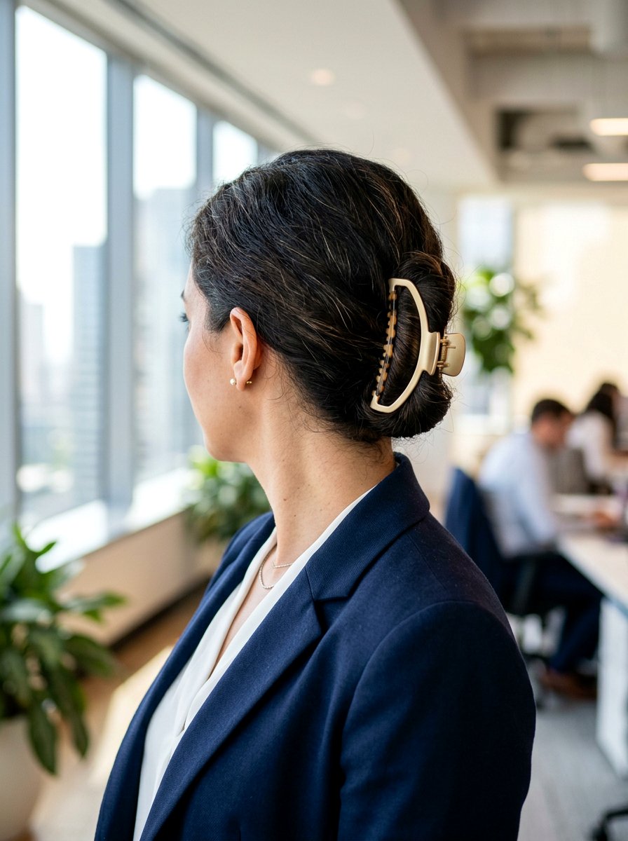 Claw Clip Chignon - 20 office friendly claw clip hairstyles - 20 office friendly claw clip hairstyles