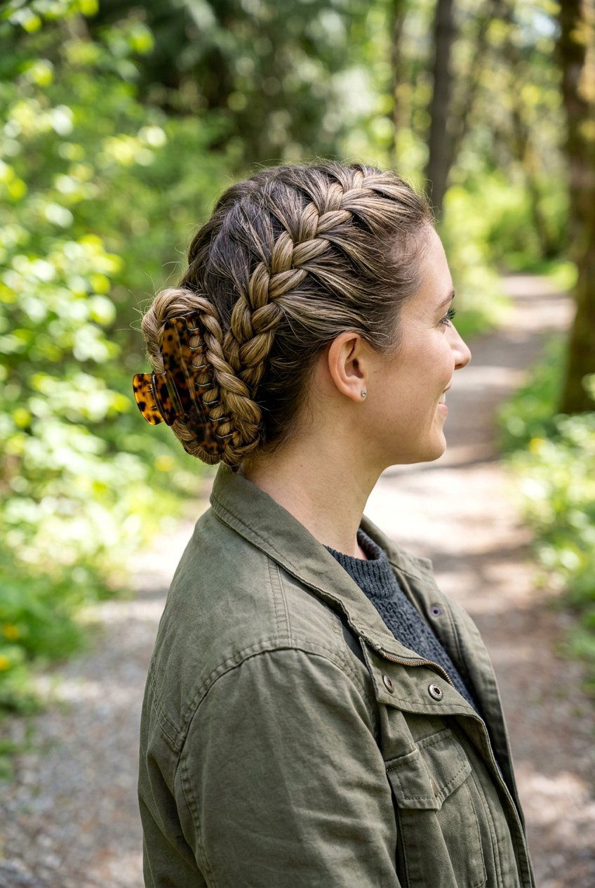 Claw Clip French Braid Updo - 20 best claw clip hairstyle ideas - 20 best claw clip hairstyle ideas