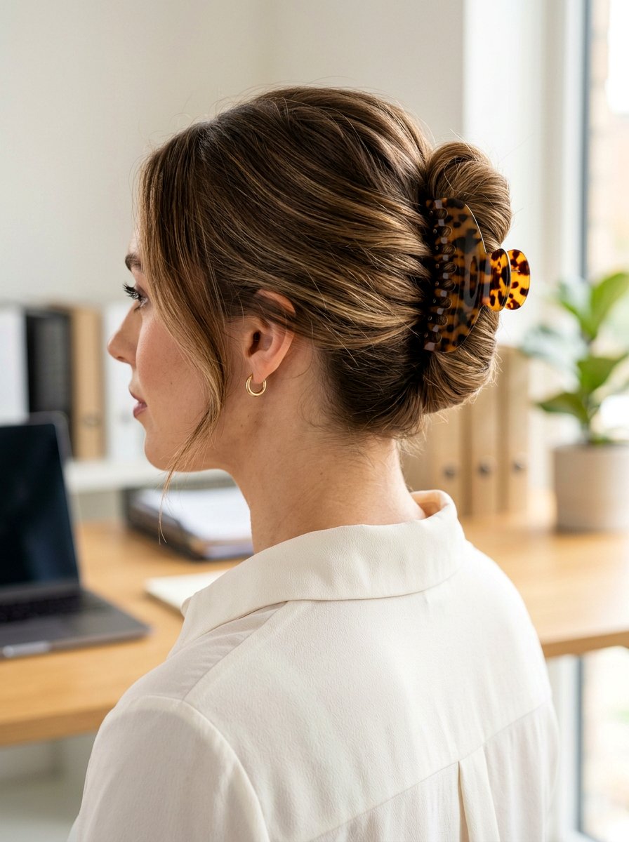 Claw Clip French Twist - 20 office hairstyle for humid days - 20 office hairstyle for humid days